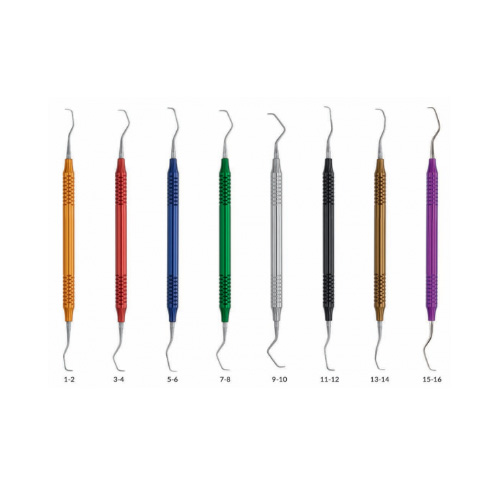 ست کورت گریسی دسته رنگی 8 عددی | Gracey Curette Set - مدل:C-0801
