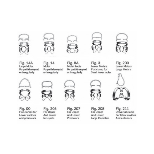 ست کلمپ رابردم 10 عددی | Rubber Dam Clamp Set - مدل: ND-10SETC